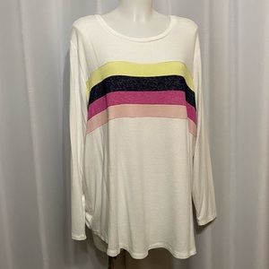 Maurices 24/7 Striped Long Sleeve Pull-Over Size 3X
